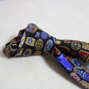 LEONARD PARIS Vintage Silk Tie Rare Numbered Dessin No. 70873 Gemstone Pattern